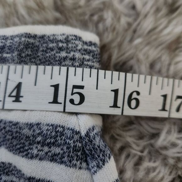 Kenji Drawstring Waist Sweatshirt Material Mini Skirt Blue Striped Size Medium - Picture 8 of 9